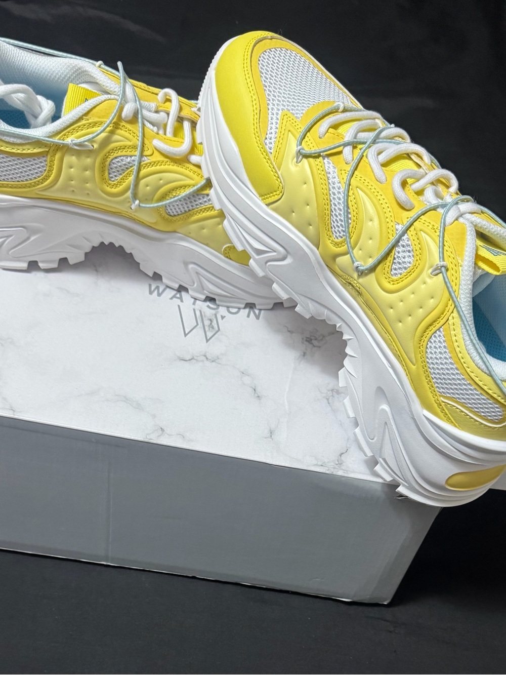 Yellow Men's Chunky Sneakers - Breathable Mesh Athletic Style